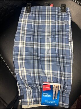 Hanes Blue Plaid Mens Woven Sleep Pants